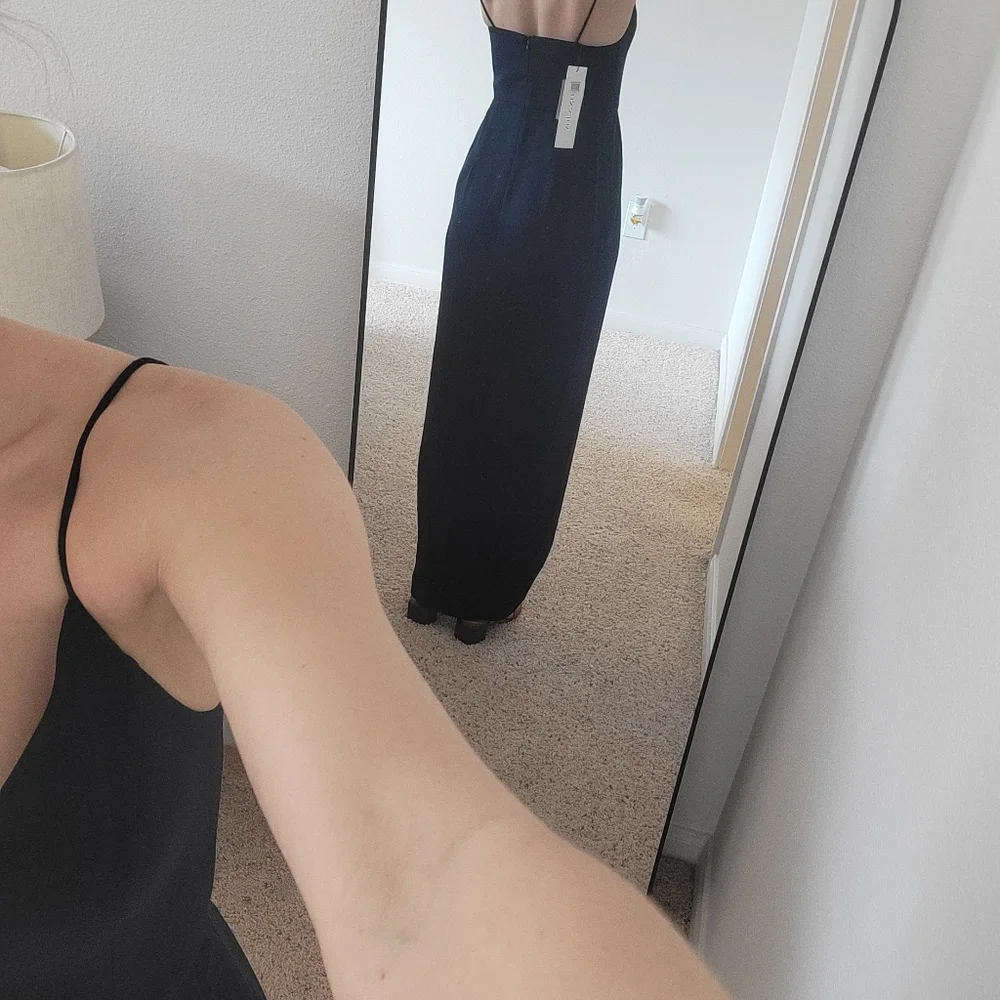 NWT Shona Joy Draped Cocktail Dress In Navy - Picture 6 of 10